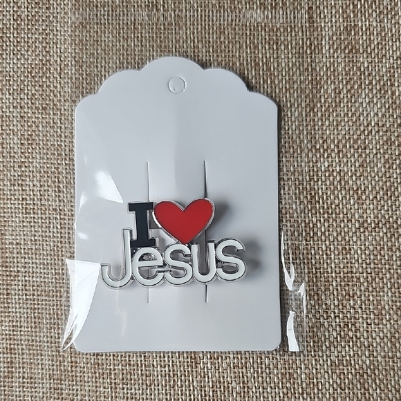 None Jewelry - NIP Heartfelt I "Heart" Jesus Pin I Love Jesus With Slide Bar Back